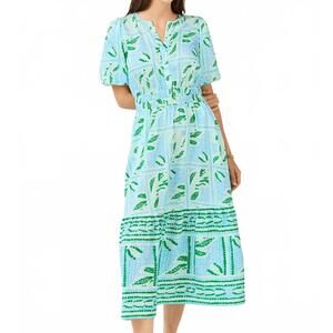 NEW MARY SQUARE tracey trellis tiles dress in green
